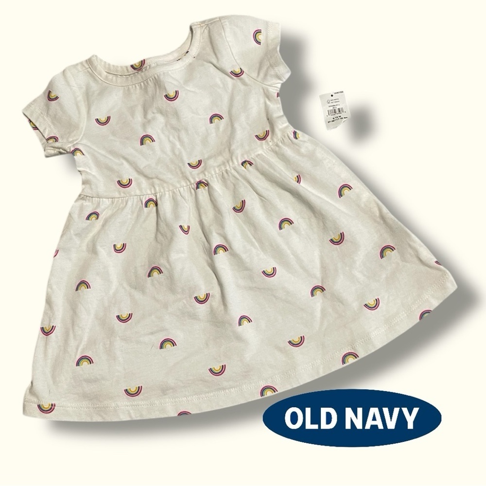 Old Navy Dress Tee Shirt Rainbow Print 6-12 Months 17-22lbs